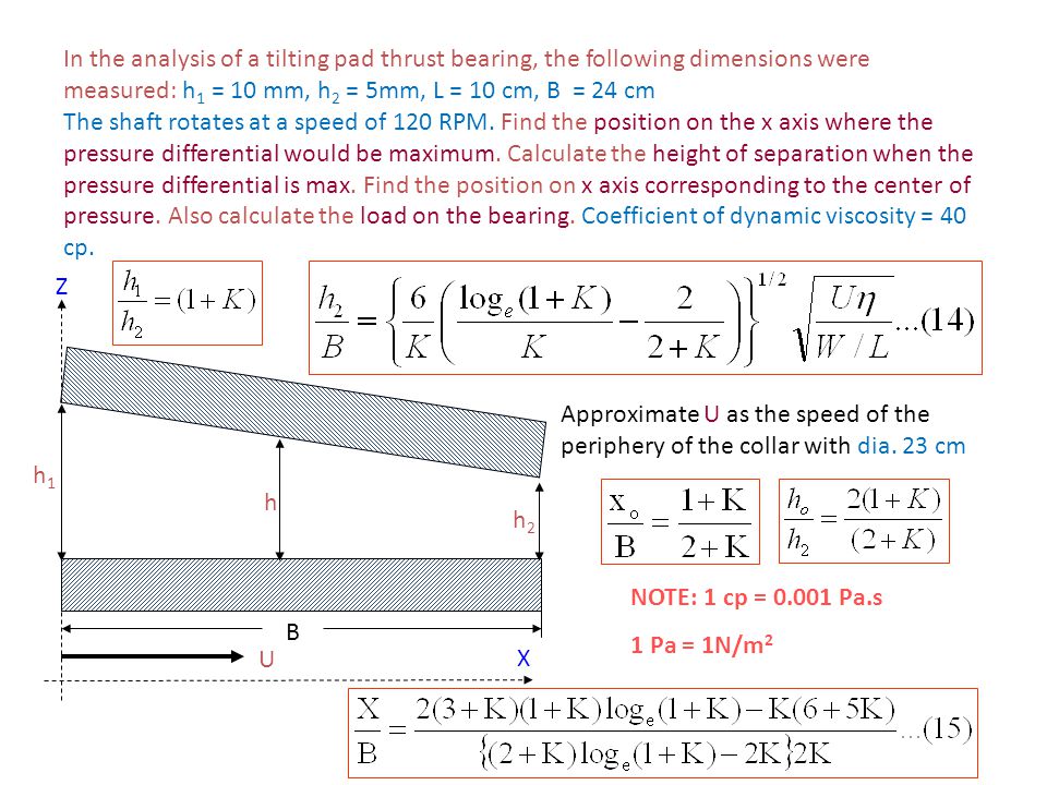 thrust bearing calculation