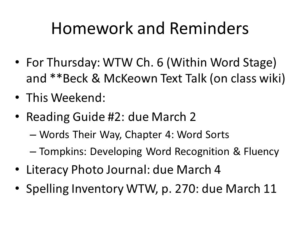 Homework and Reminders