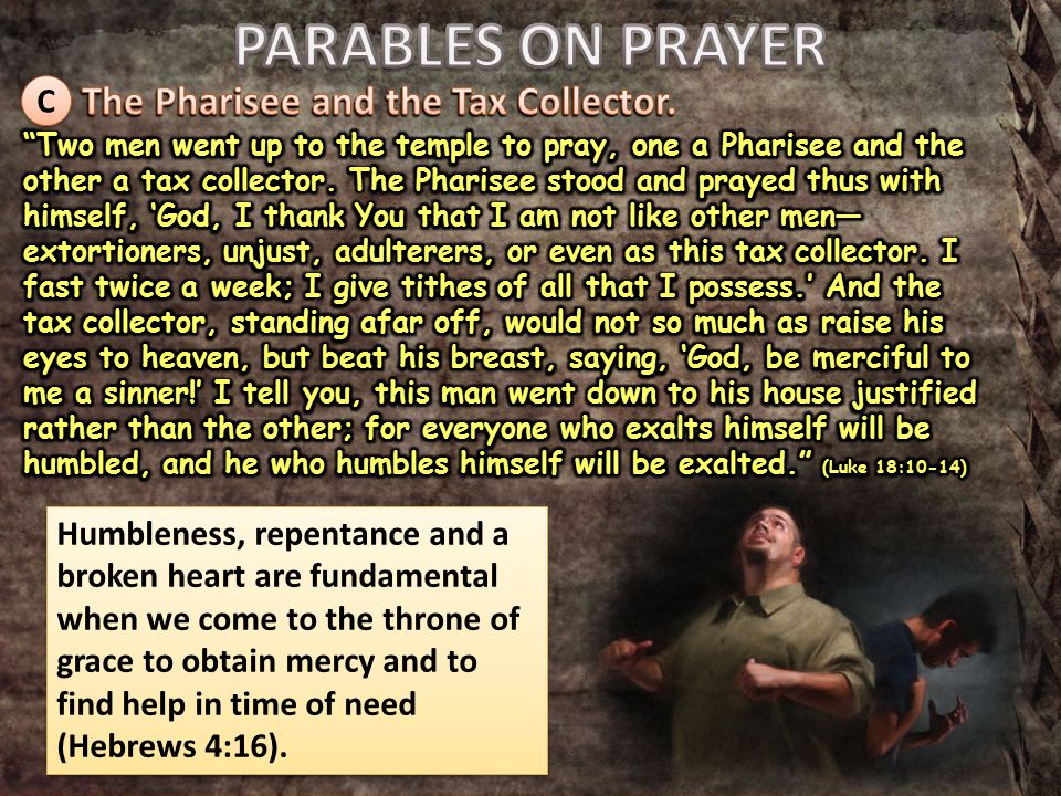 PARABLES ON PRAYER The Pharisee and the Tax Collector. C