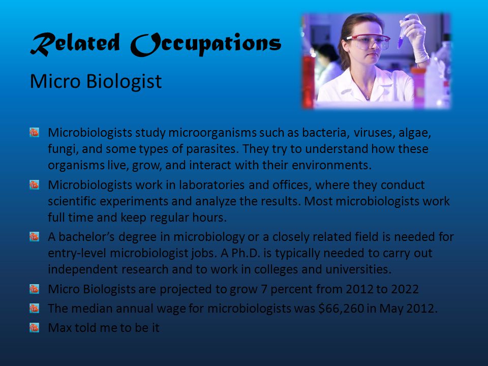 Related Occupations Micro Biologist