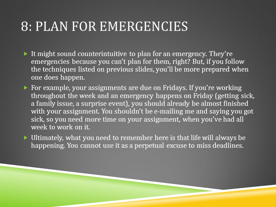 8: Plan for Emergencies