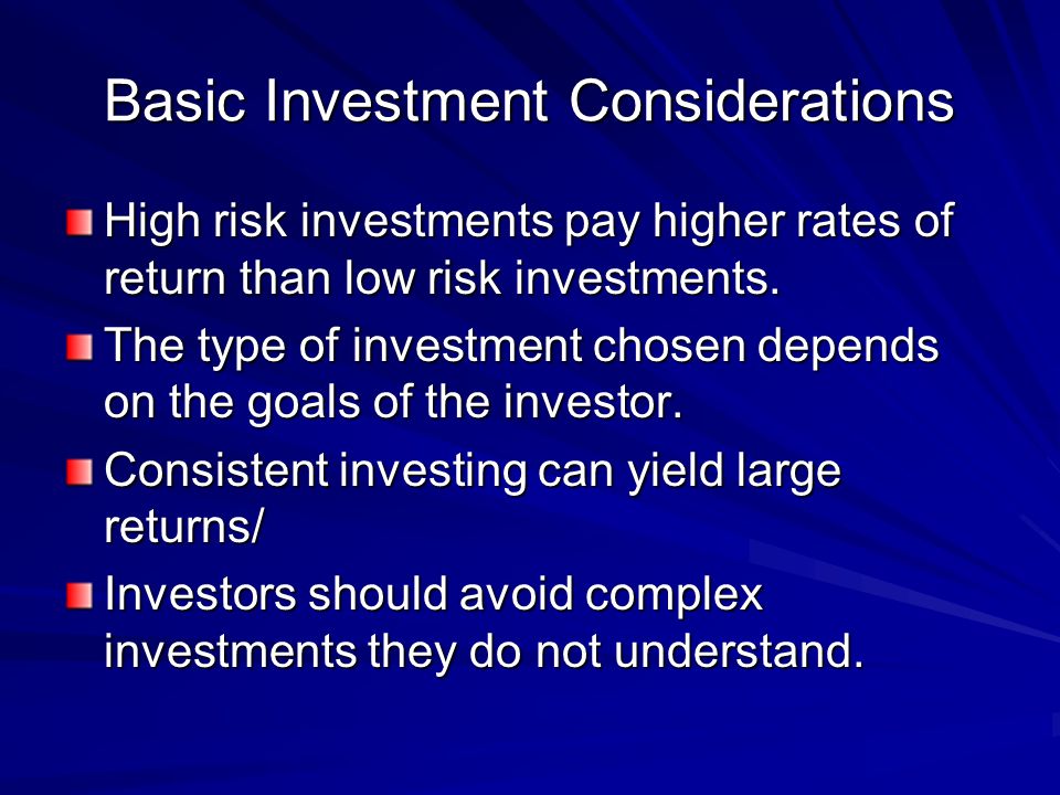 Basic Investment Considerations