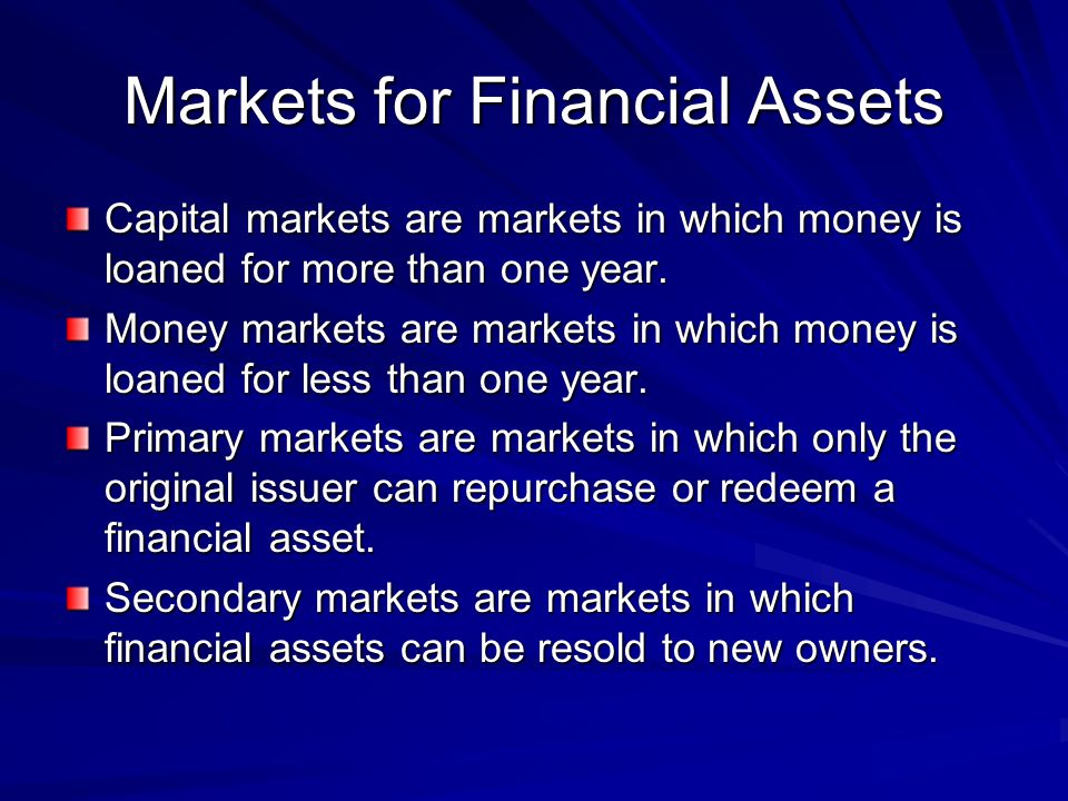 Markets for Financial Assets