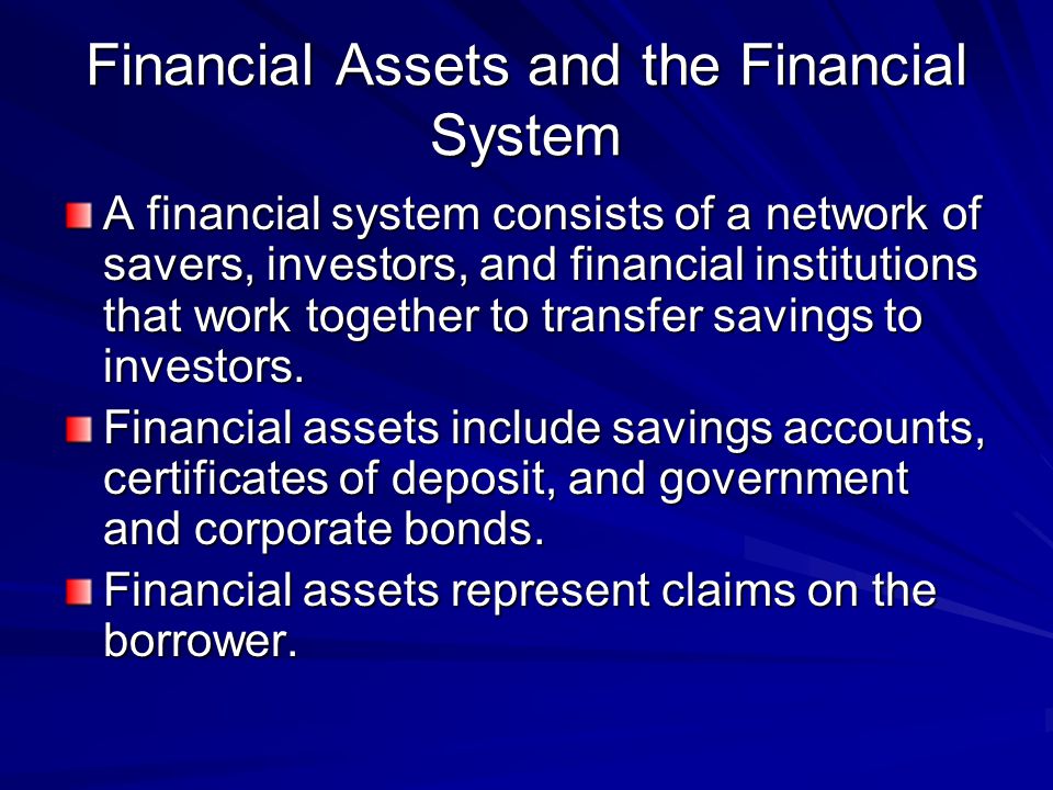 Financial Assets and the Financial System