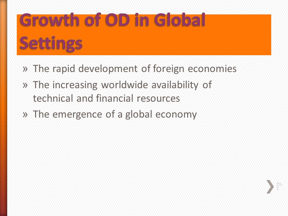 Growth of OD in Global Settings