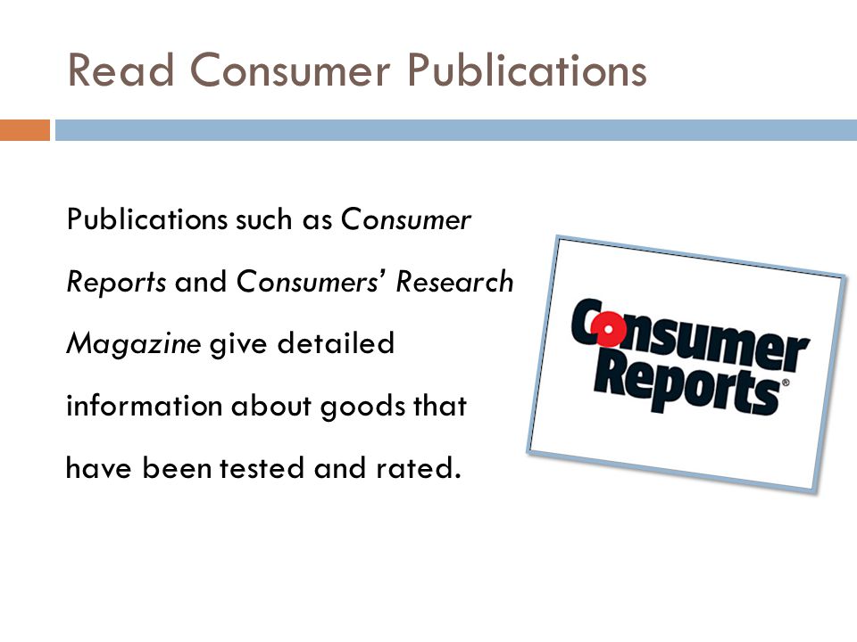 Read Consumer Publications