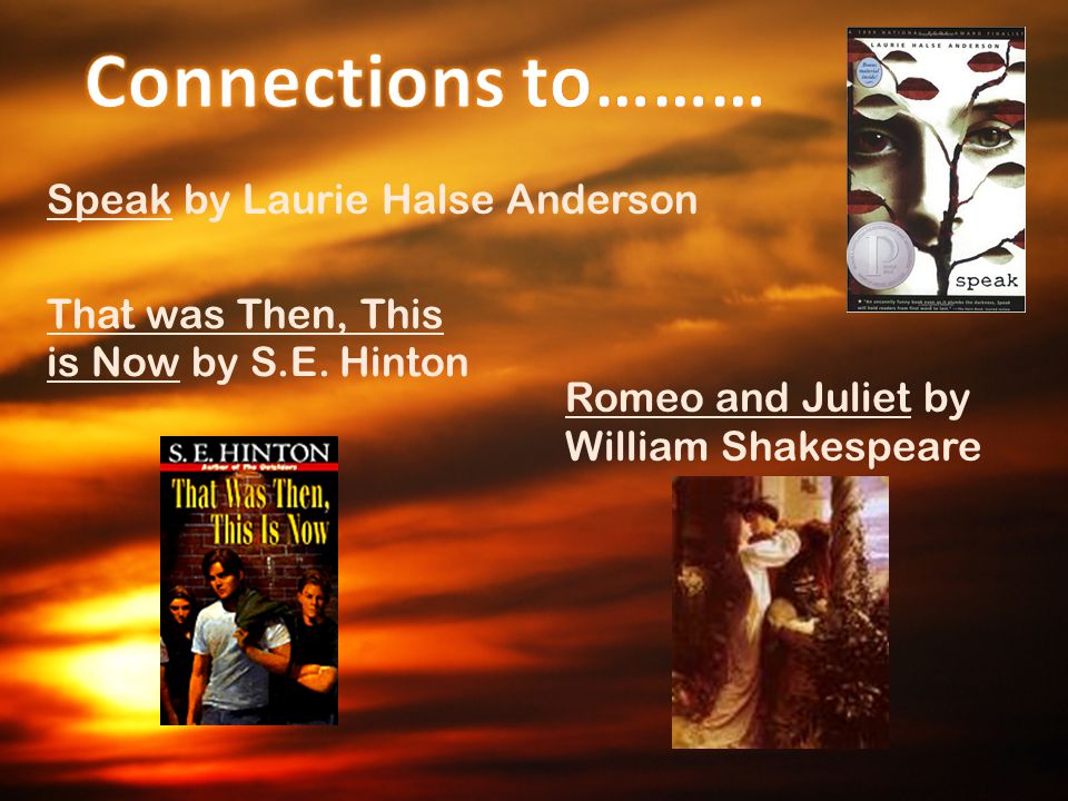 Connections to……… Speak by Laurie Halse Anderson