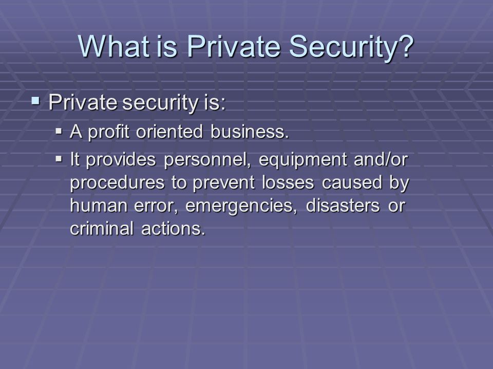 What is Private Security