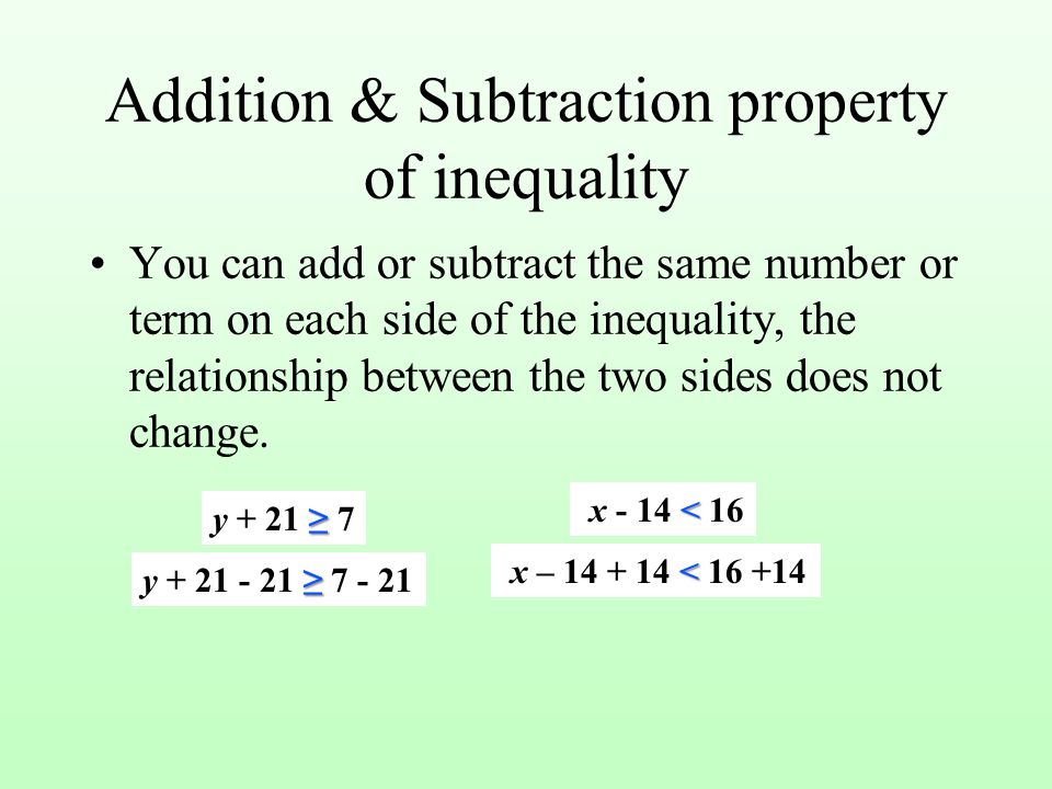Addition & Subtraction property of inequality