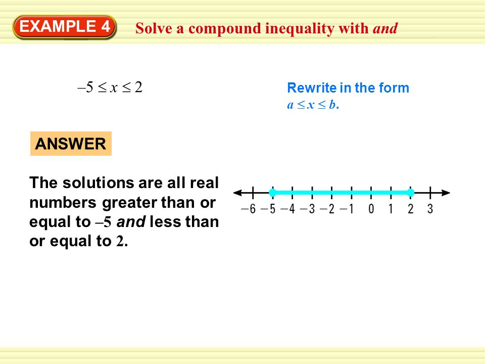 Solve a compound inequality with and