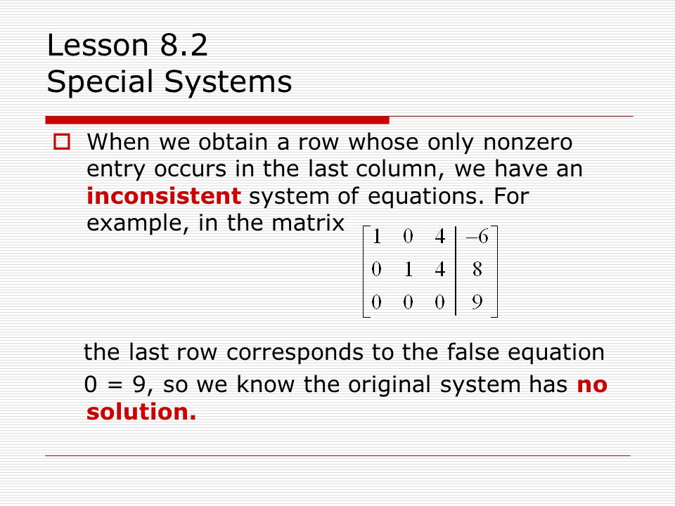 Lesson 8.2 Special Systems