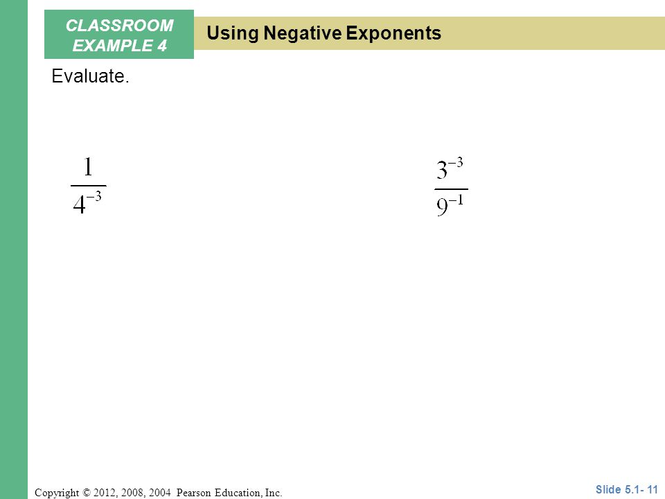 Using Negative Exponents