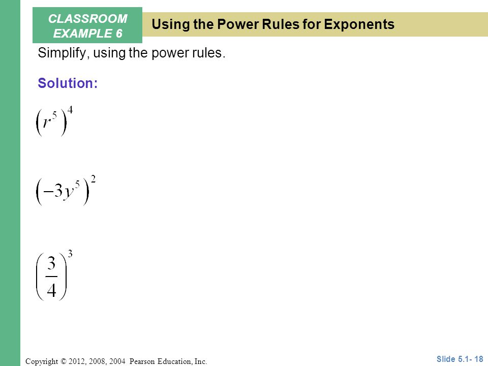 Using the Power Rules for Exponents