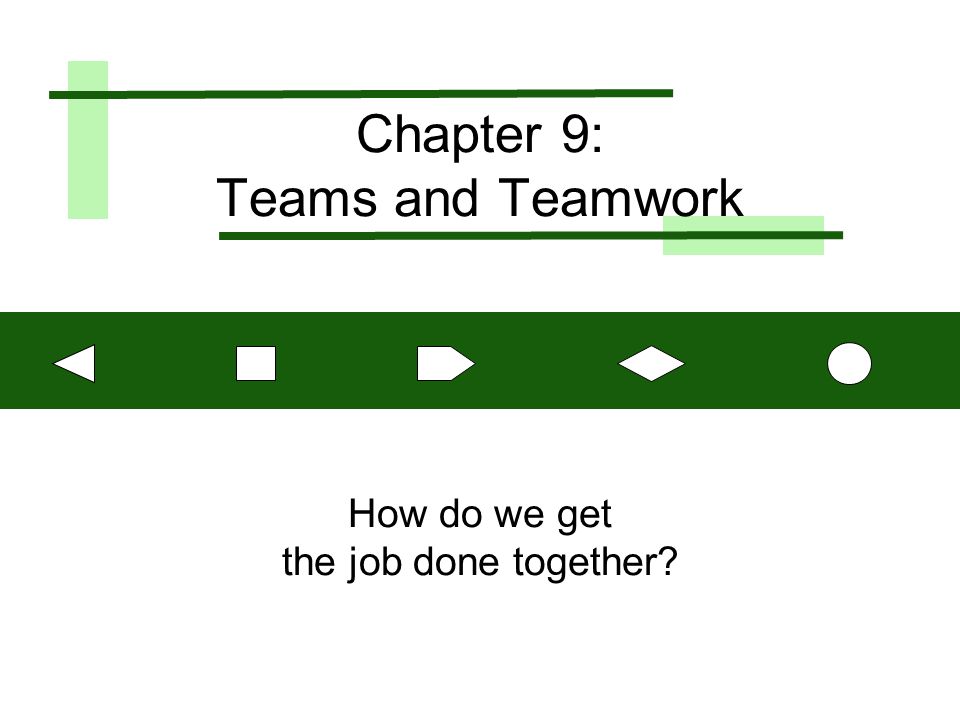 Chapter 9: Teams and Teamwork