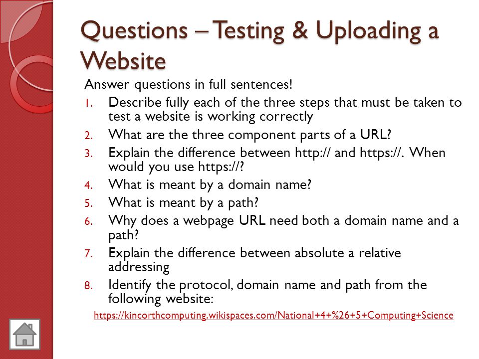 Questions – Testing & Uploading a Website