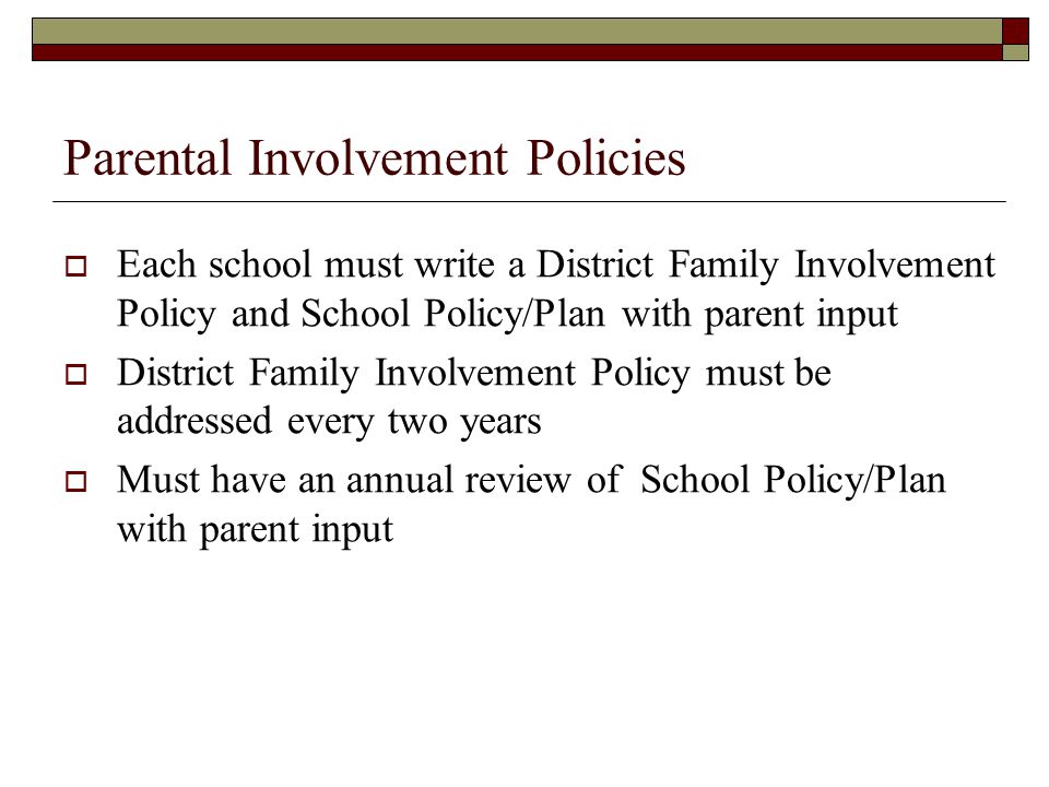 Parental Involvement Policies