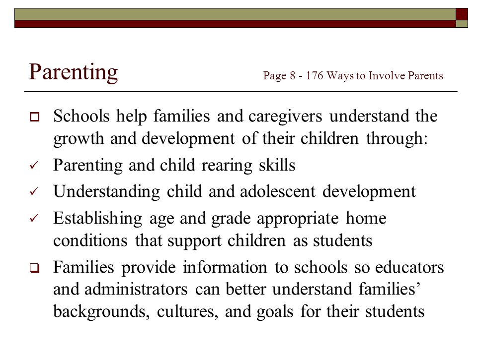 Parenting Page Ways to Involve Parents