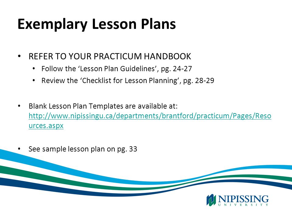 Exemplary Lesson Plans