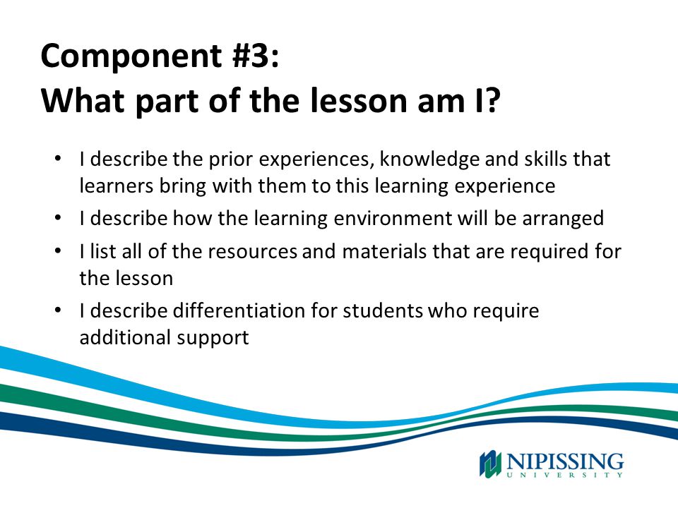 Component #3: What part of the lesson am I