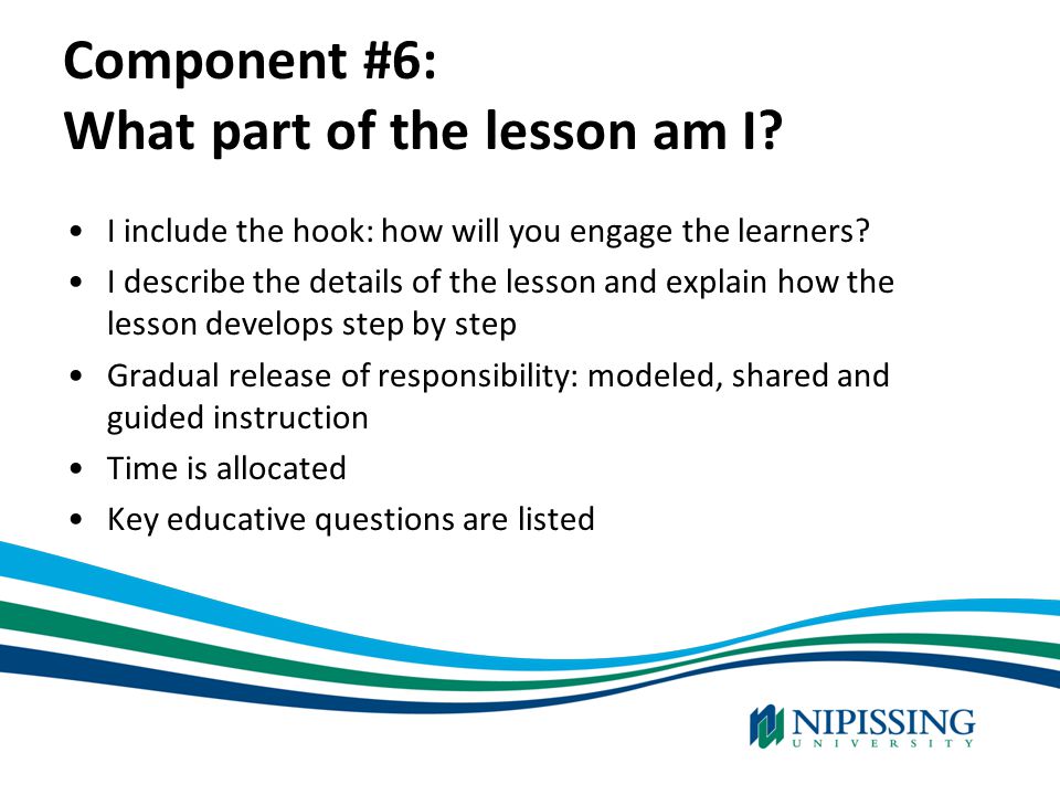 Component #6: What part of the lesson am I