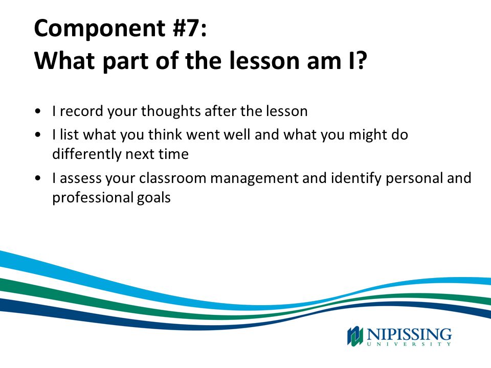 Component #7: What part of the lesson am I