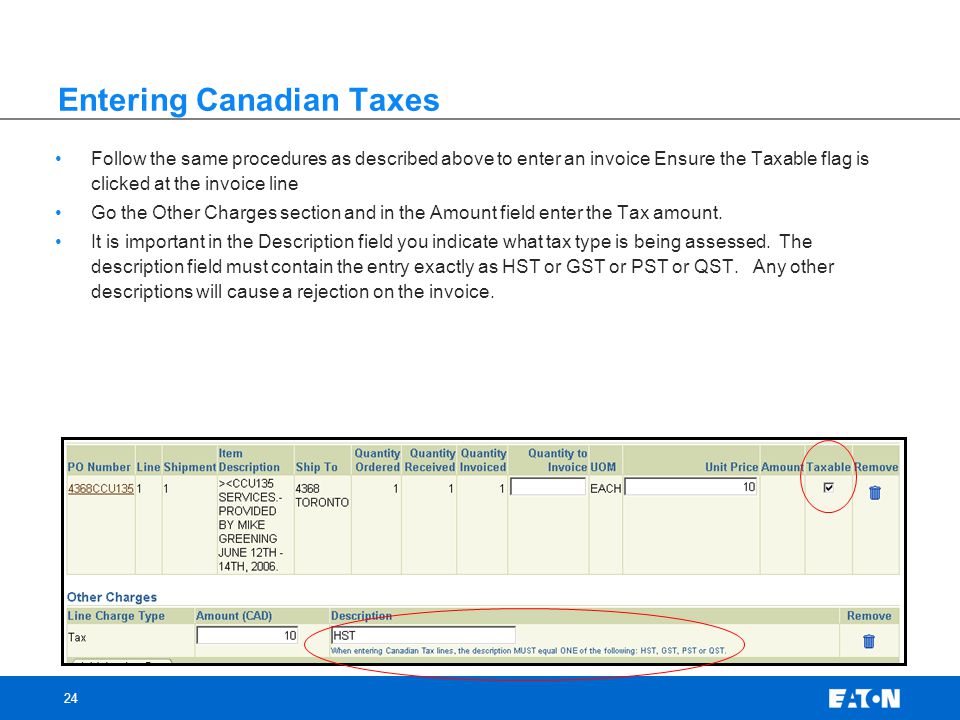 Entering Canadian Taxes