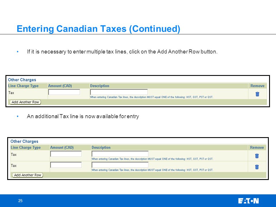Entering Canadian Taxes (Continued)