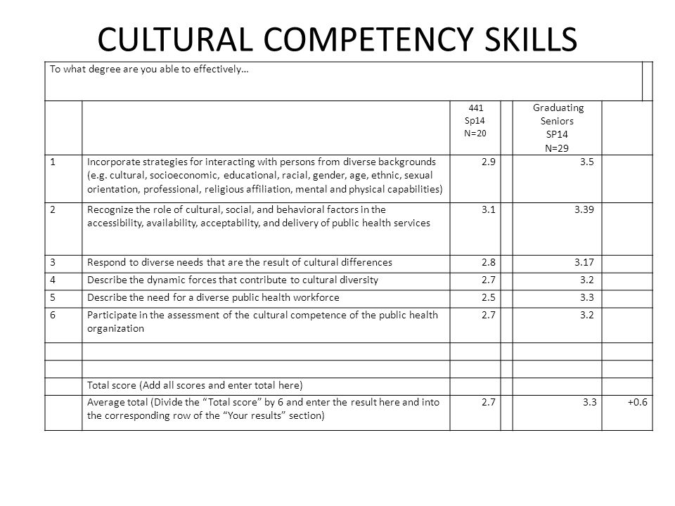 CULTURAL COMPETENCY SKILLS