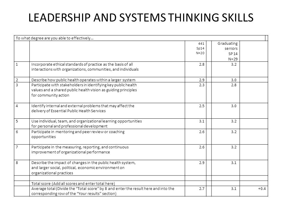 LEADERSHIP AND SYSTEMS THINKING SKILLS