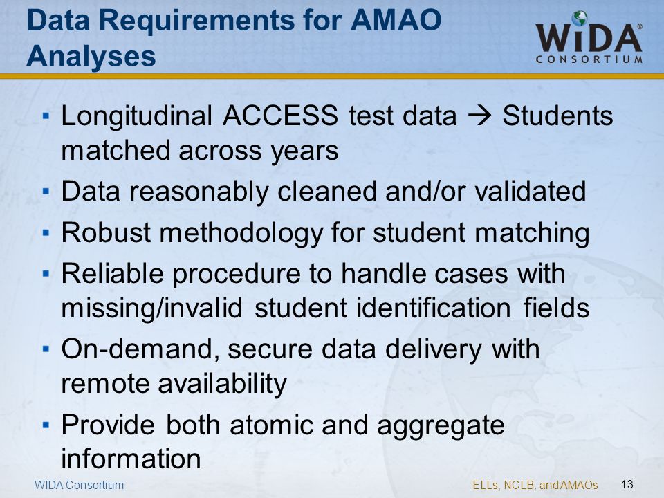 Data Requirements for AMAO Analyses