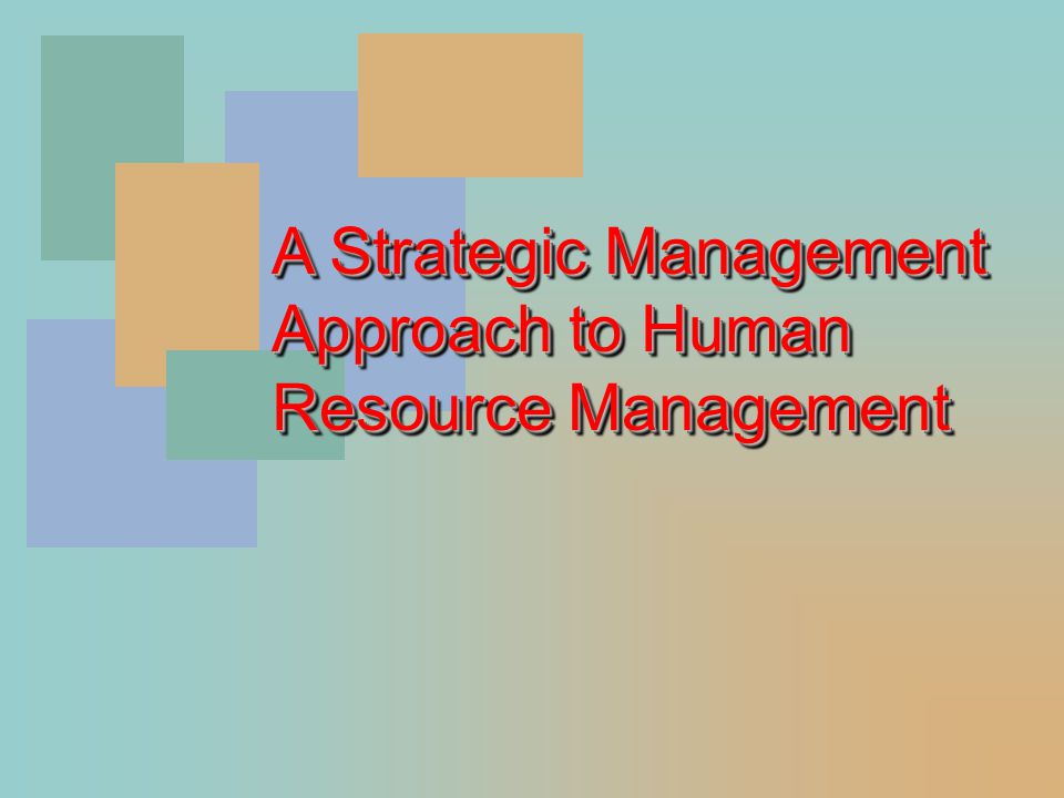 A Strategic Management Approach to Human Resource Management