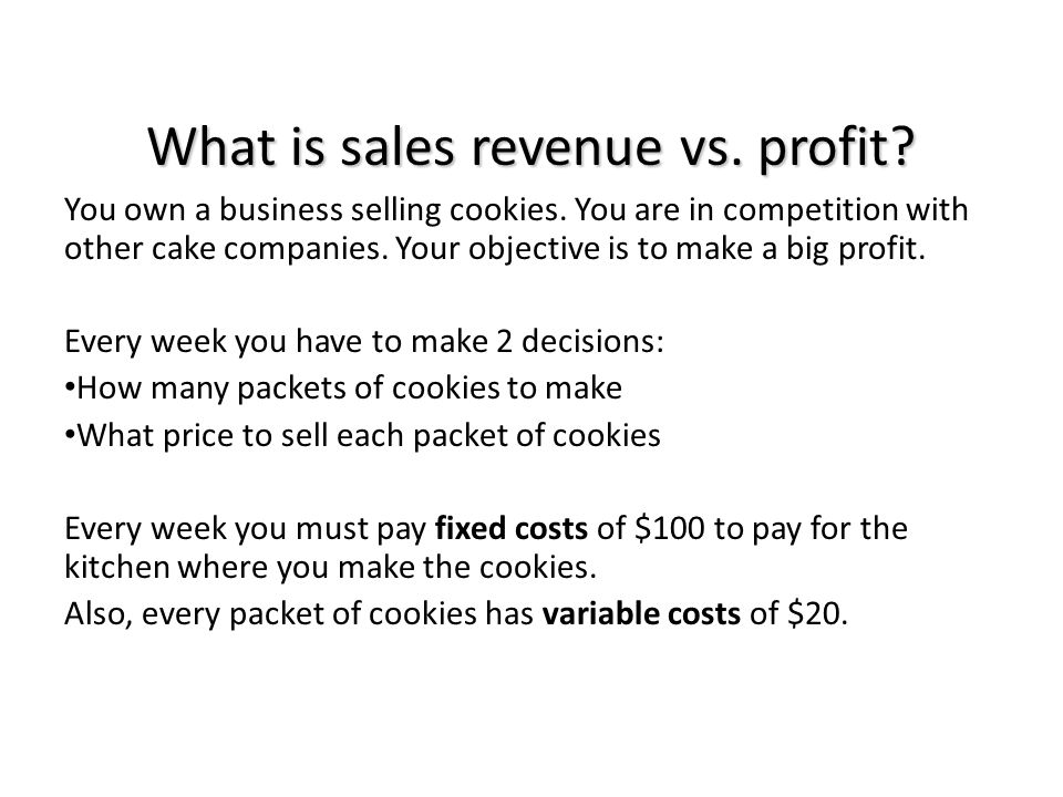 What is sales revenue vs. profit