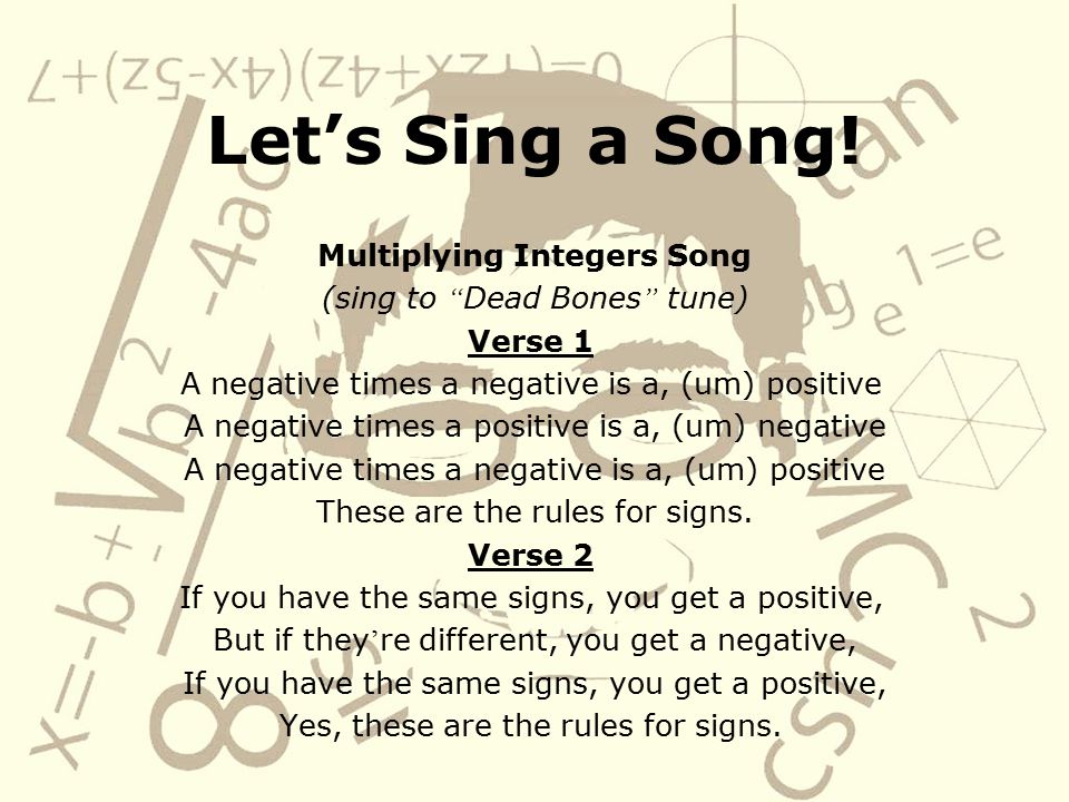 Multiplying Integers Song