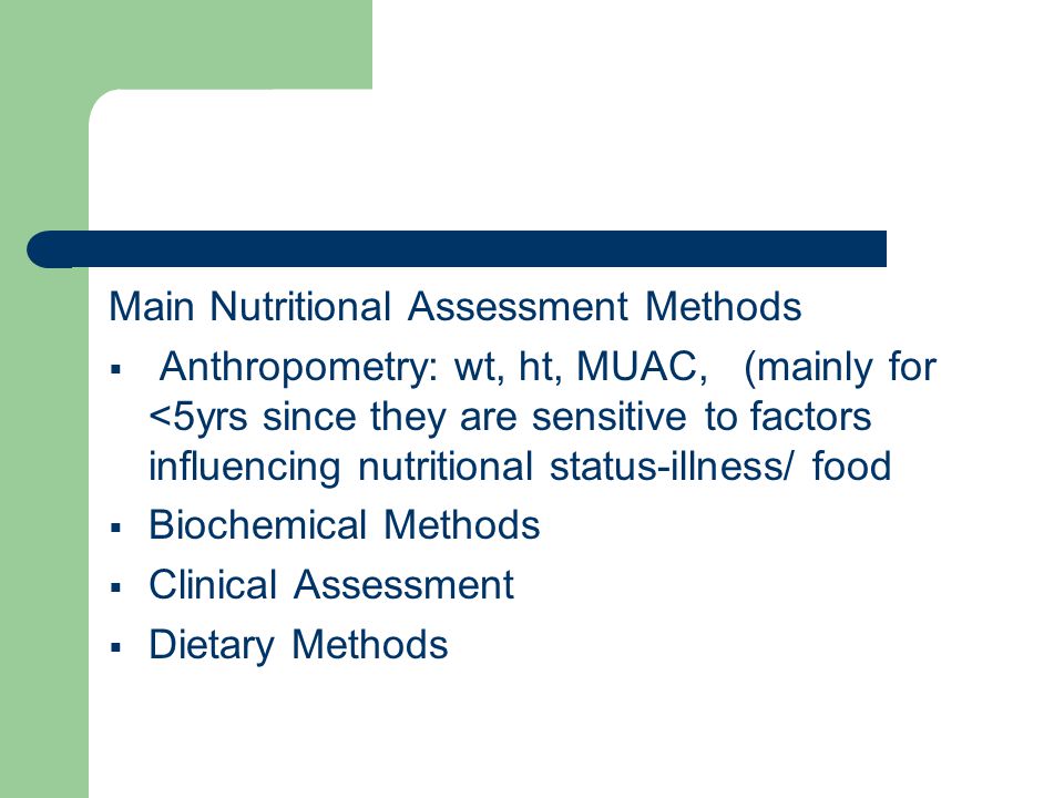 Main Nutritional Assessment Methods