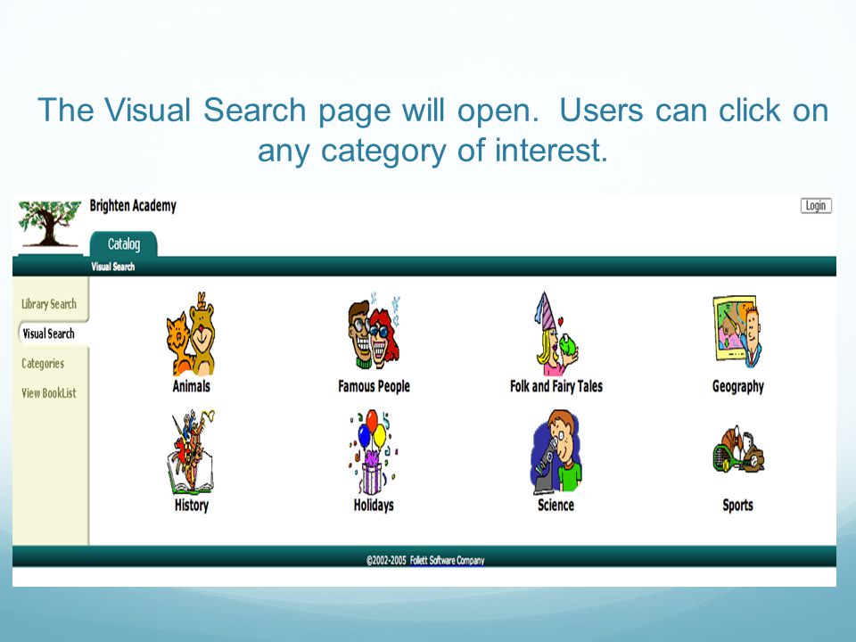 The Visual Search page will open
