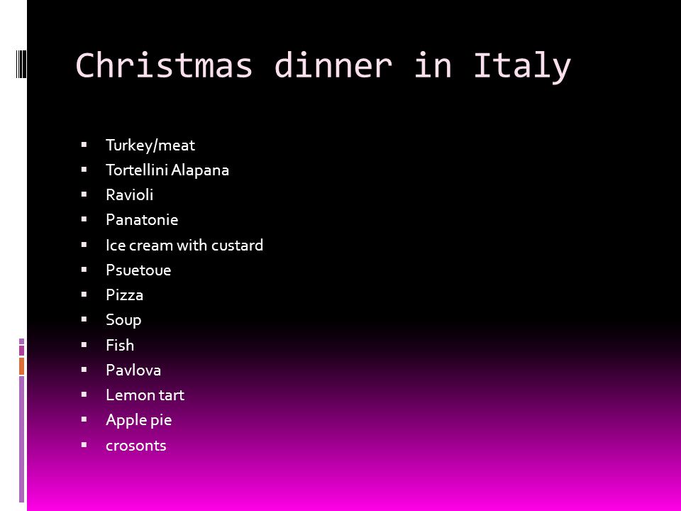 Christmas dinner in Italy