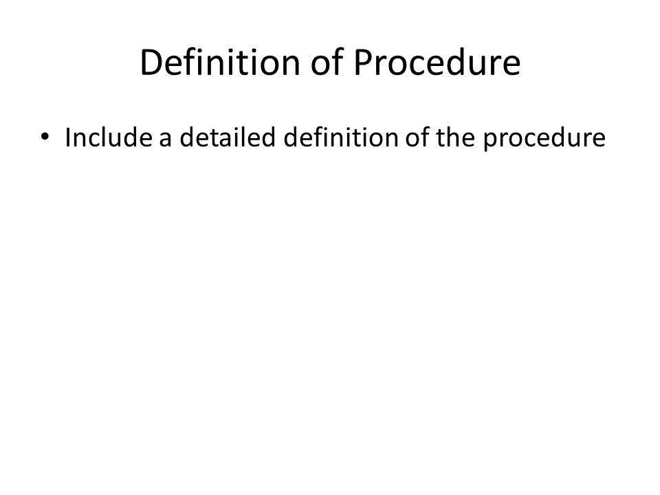 Definition of Procedure