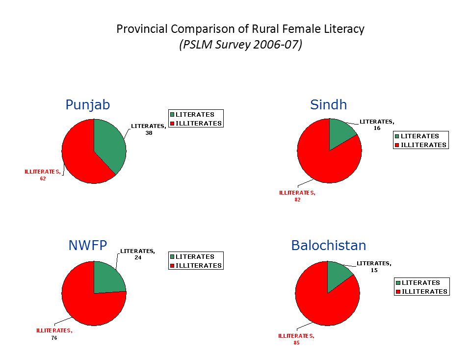 Provincial Comparison of Rural Female Literacy (PSLM Survey )