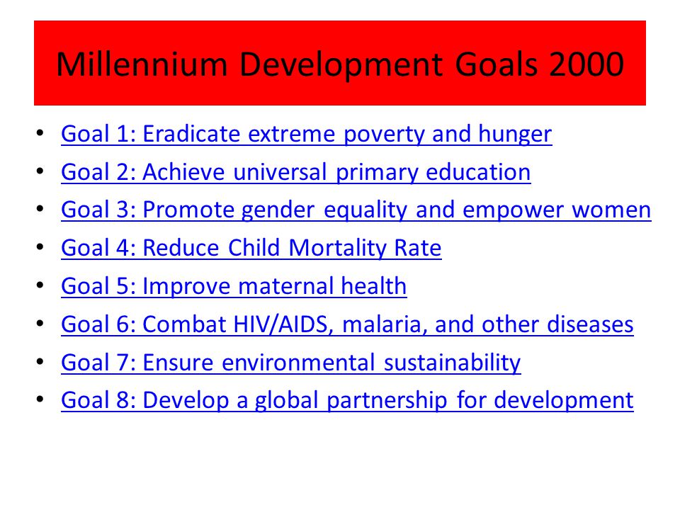 Millennium Development Goals 2000