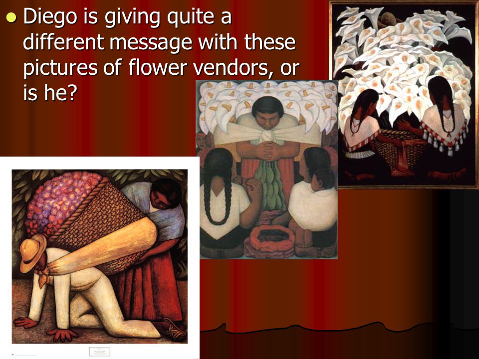 Diego is giving quite a different message with these pictures of flower vendors, or is he