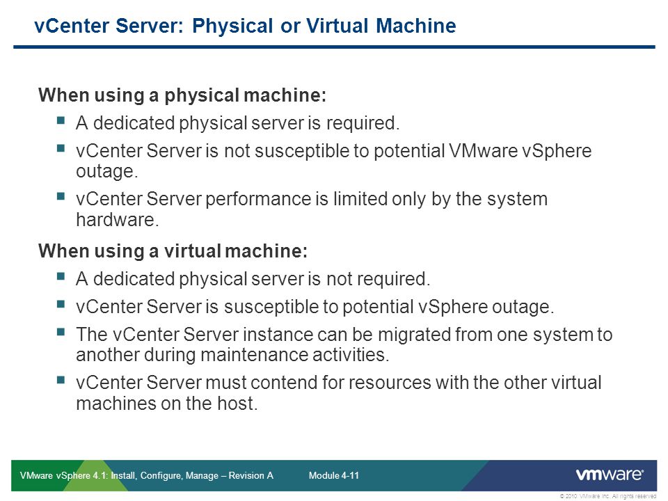 vCenter Server: Physical or Virtual Machine