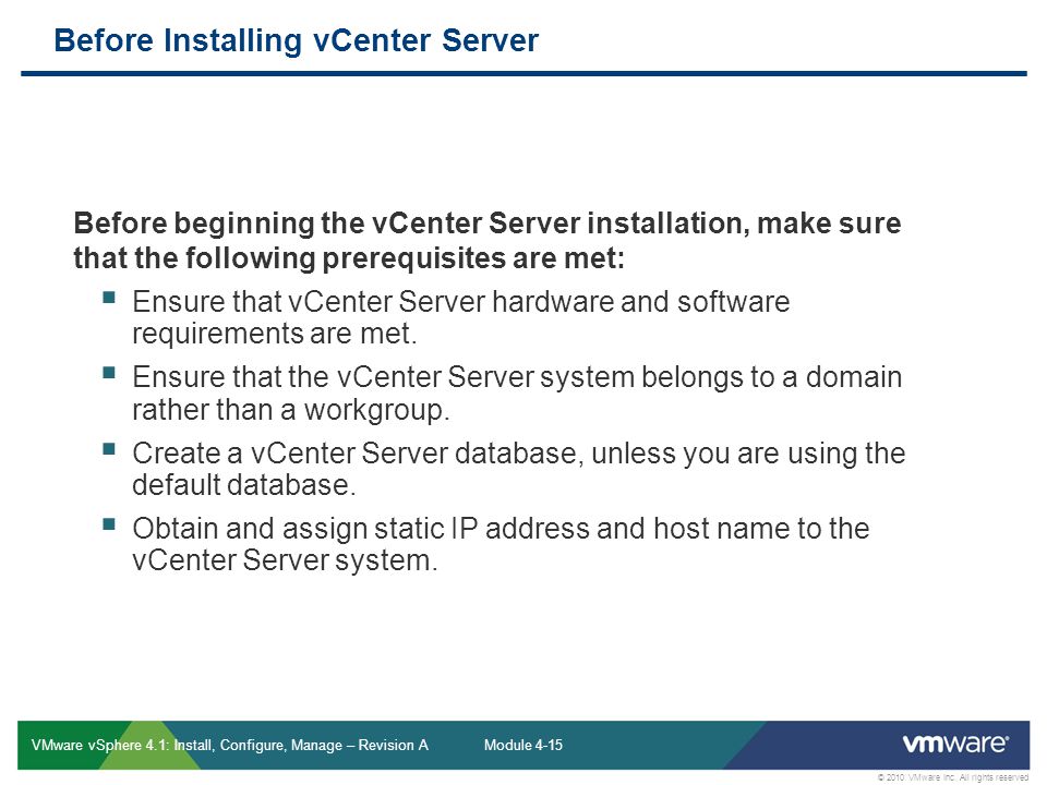Before Installing vCenter Server