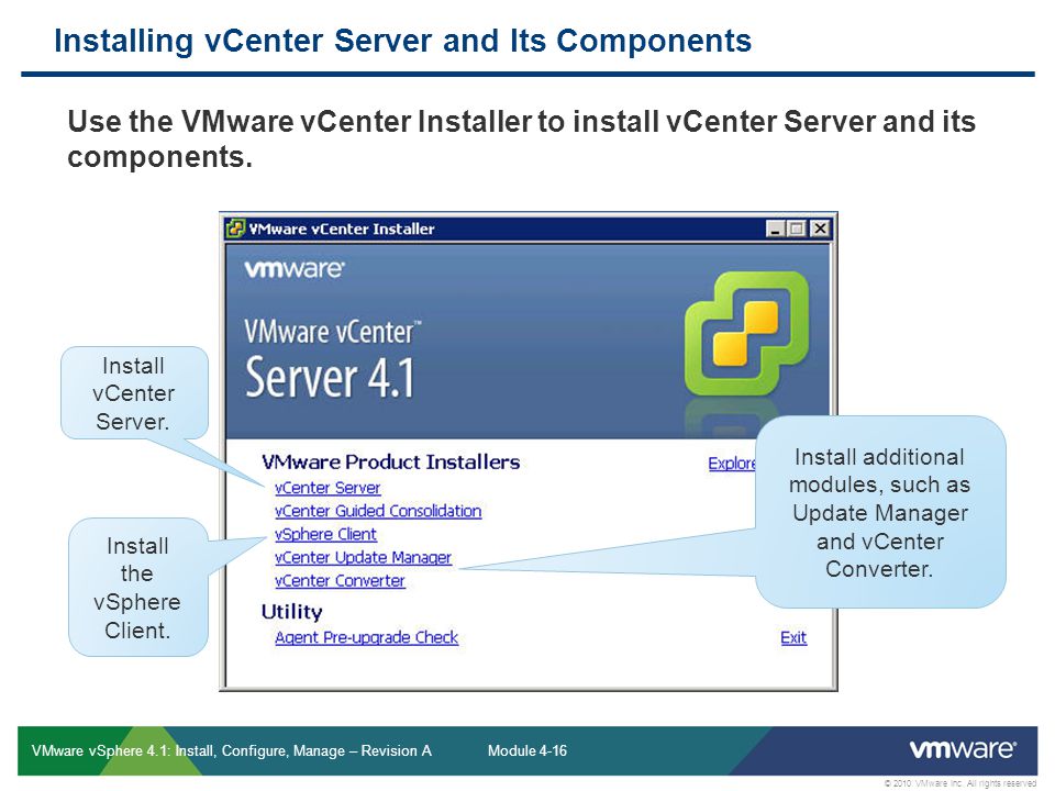 Installing vCenter Server and Its Components