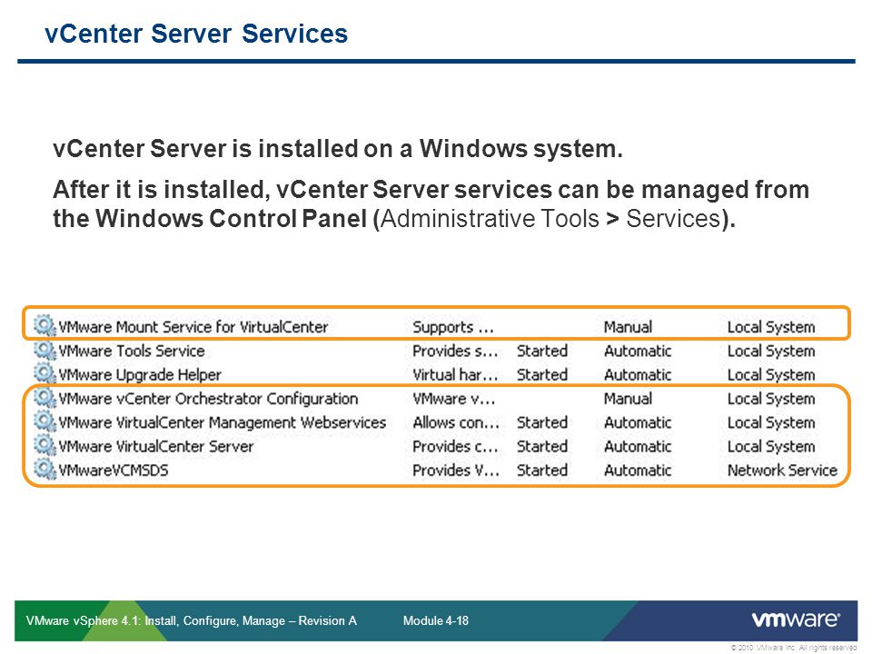 vCenter Server Services