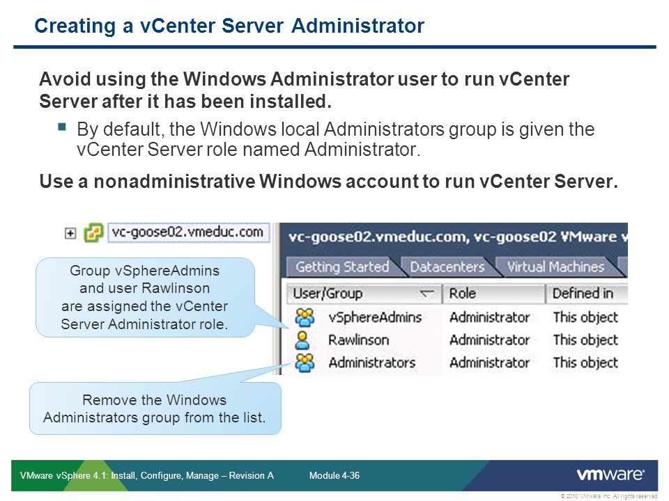 Creating a vCenter Server Administrator