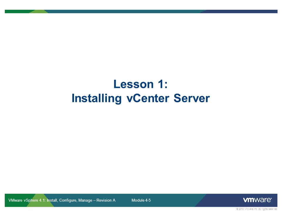 Lesson 1: Installing vCenter Server