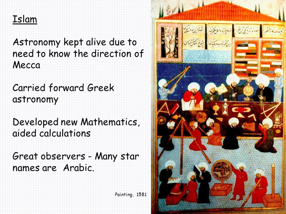 Astronomy kept alive due to need to know the direction of Mecca