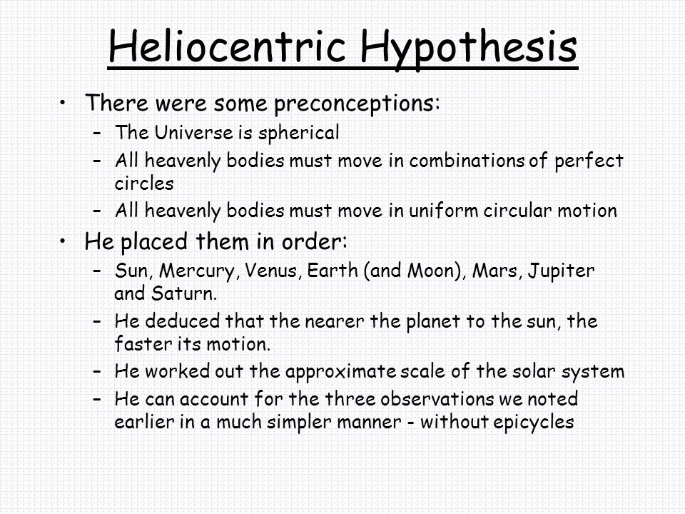 Heliocentric Hypothesis