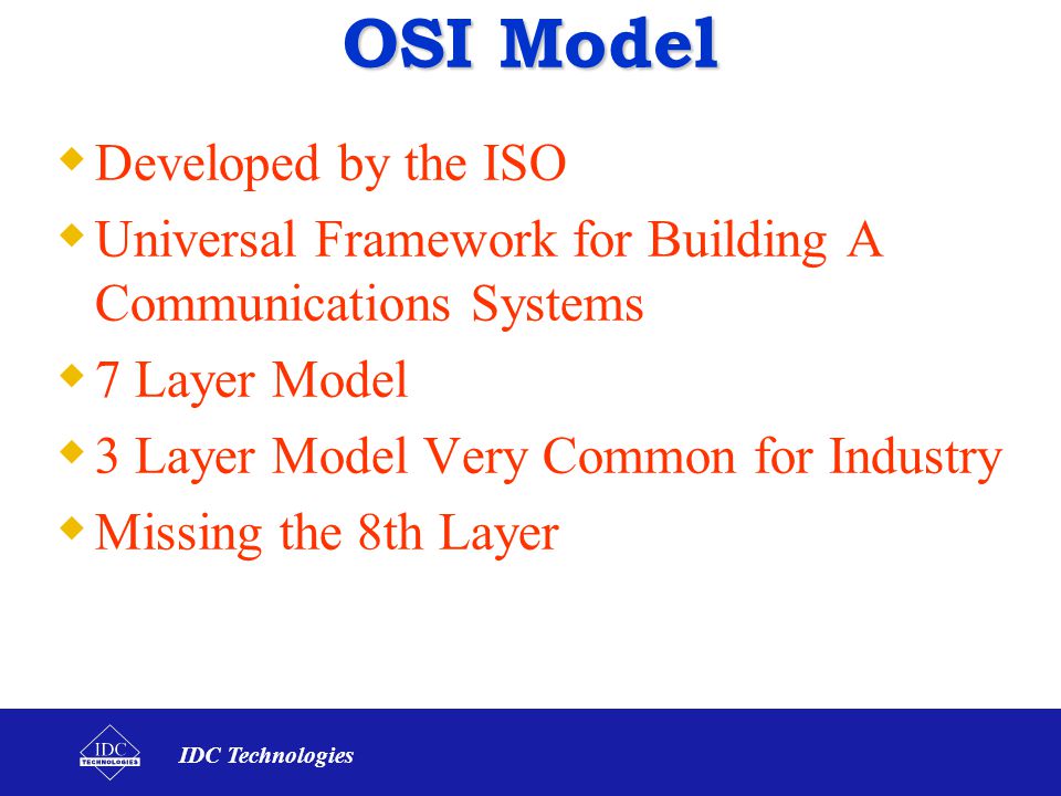 OSI Model Developed by the ISO