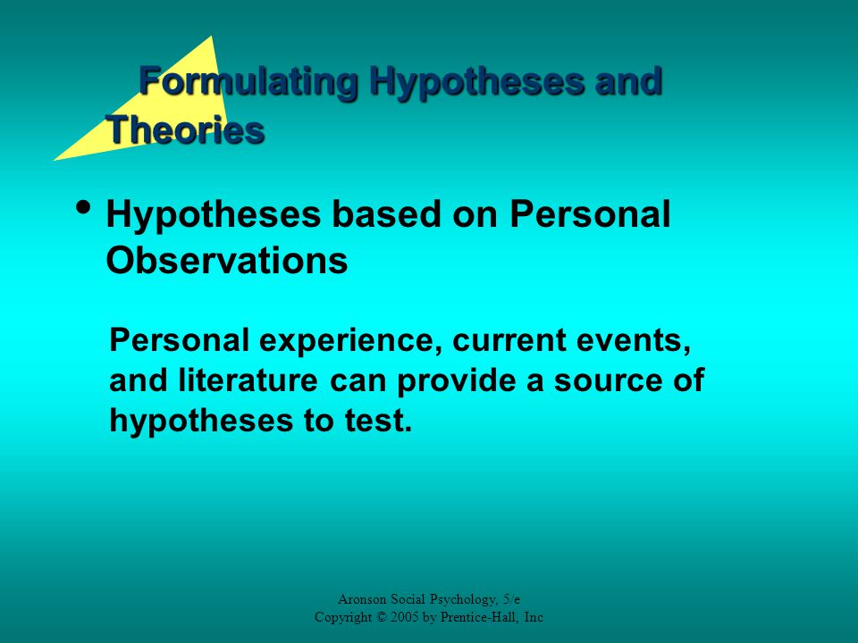 Formulating Hypotheses and Theories